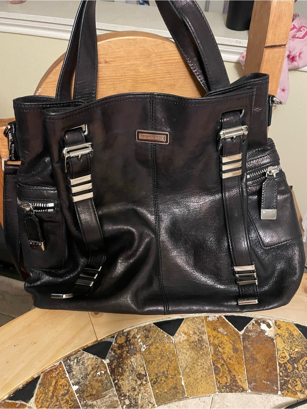 Michael Kors Black Leather Tote Bag